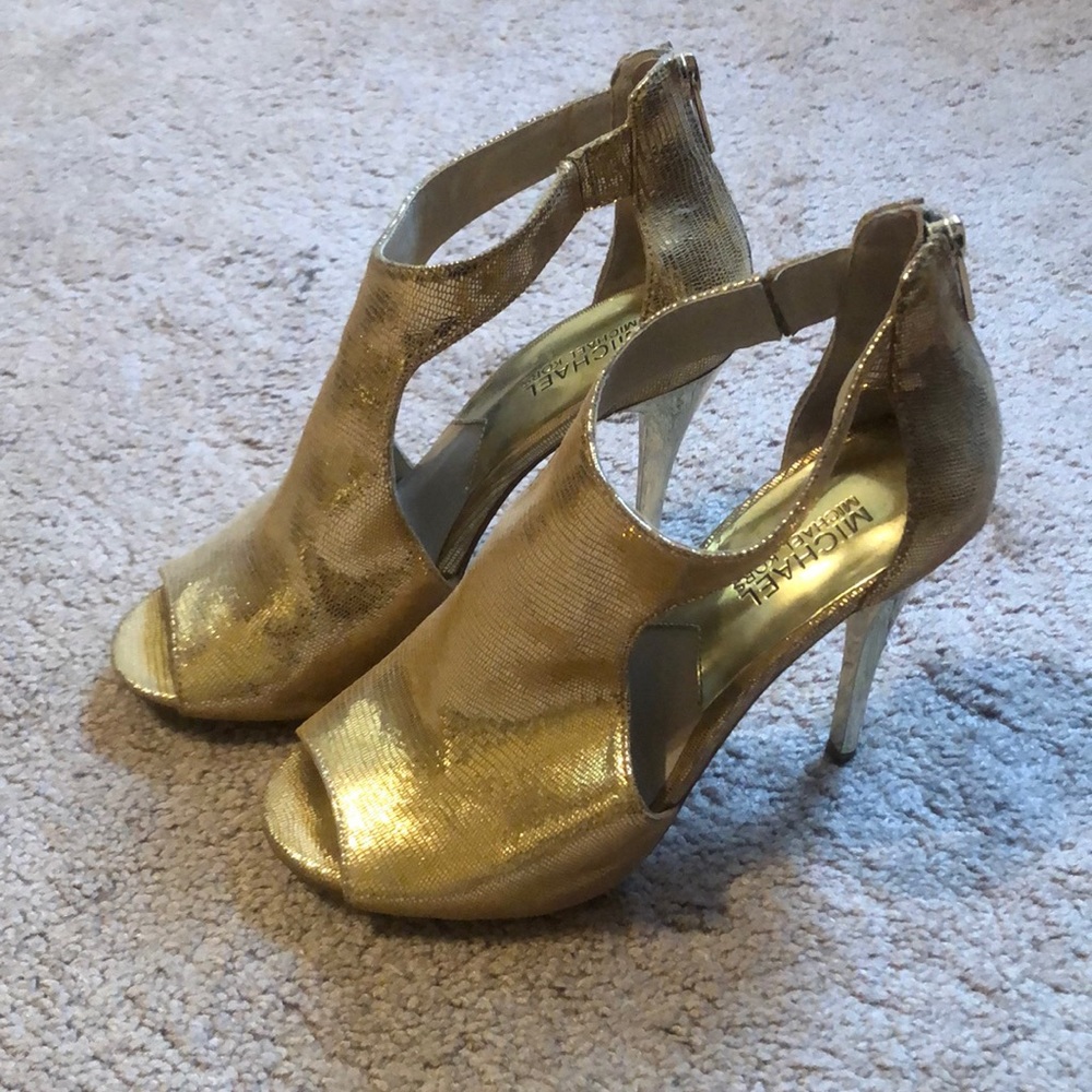 Michael Kors Gold Heels Size 8